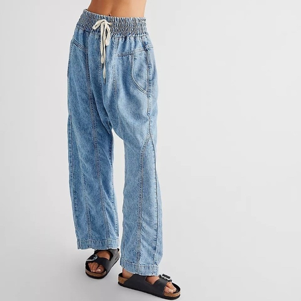 We the Free Arcadia Denim Harem Pants Baggy Slouchy Straight Leg Size Small